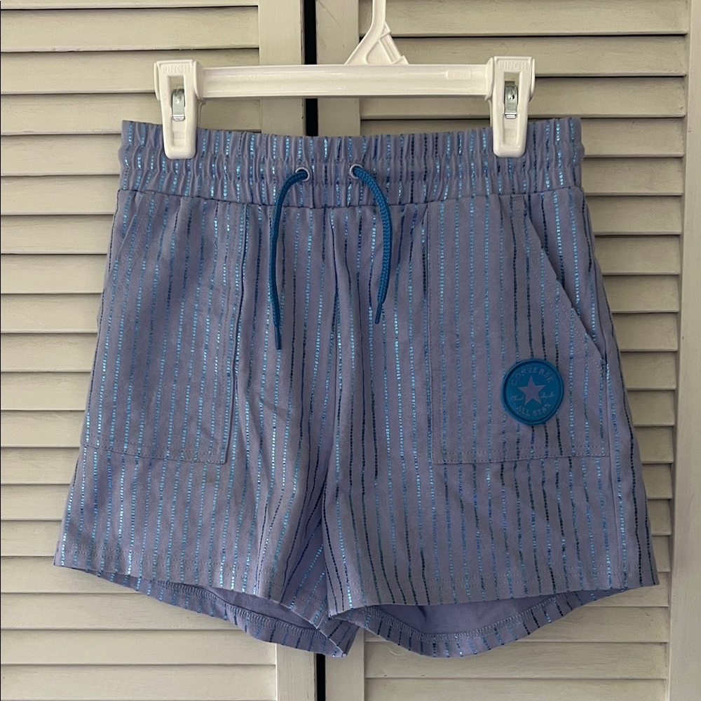 Converse Kids Striped Shorts in Blue and Gray
